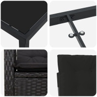 Produktbild för Trädgårdsmöbelset med kudde 5 pcs Svart konstrotting