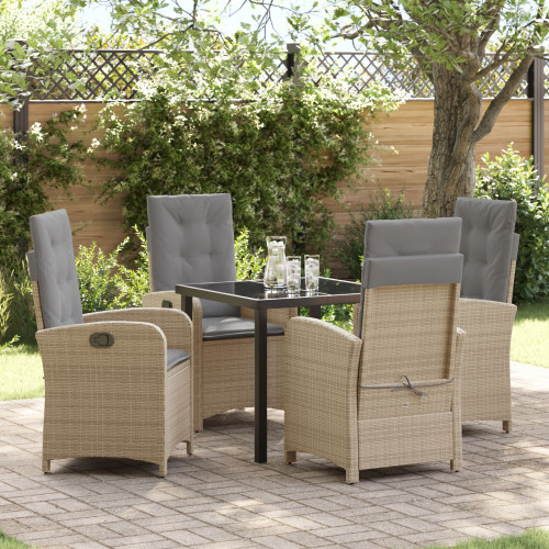 vidaXL Trädgårdsmöbelset med kudde 5 pcs Beige konstrotting