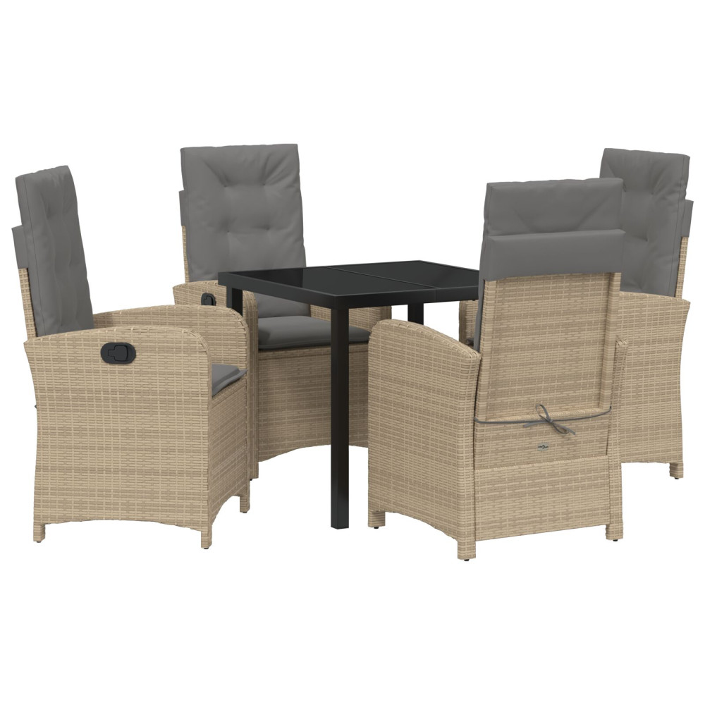 Produktbild för Trädgårdsmöbelset med kudde 5 pcs Beige konstrotting