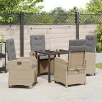Produktbild för Trädgårdsmöbelset med kudde 5 pcs Beige konstrotting