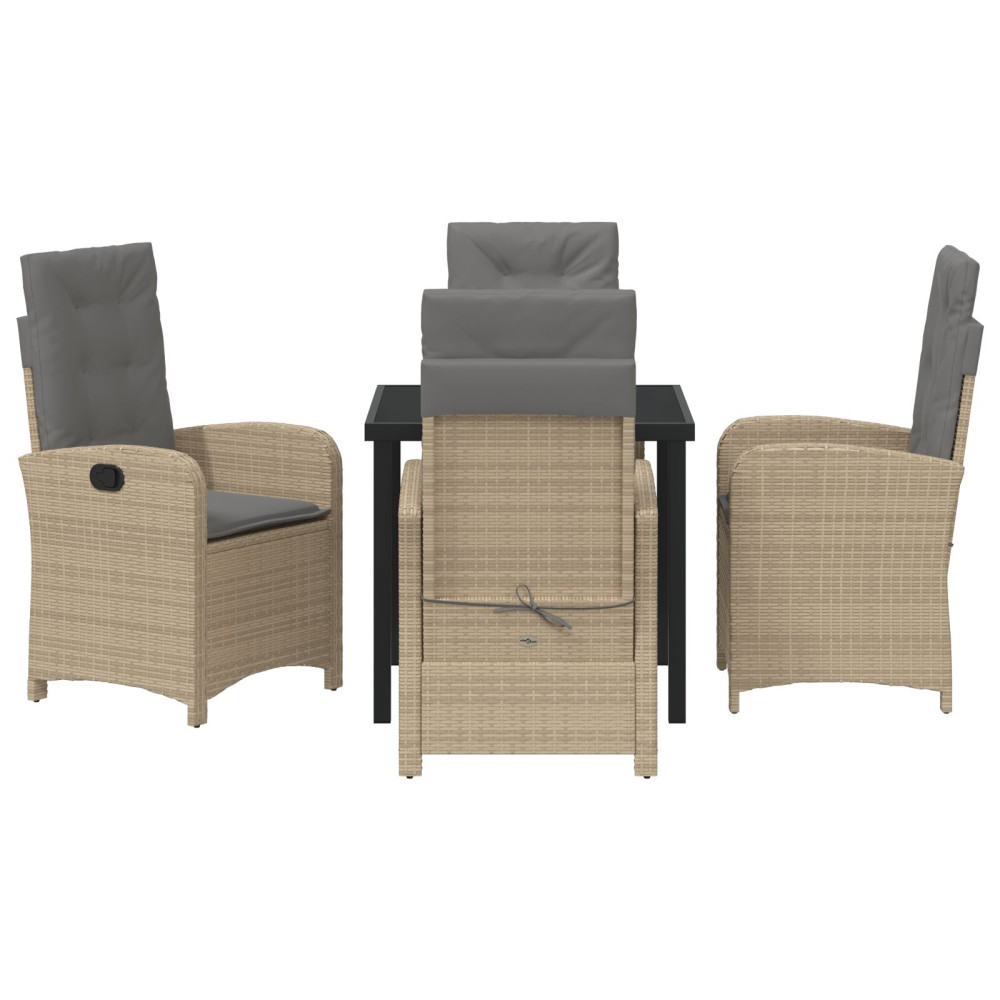 Produktbild för Trädgårdsmöbelset med kudde 5 pcs Beige konstrotting