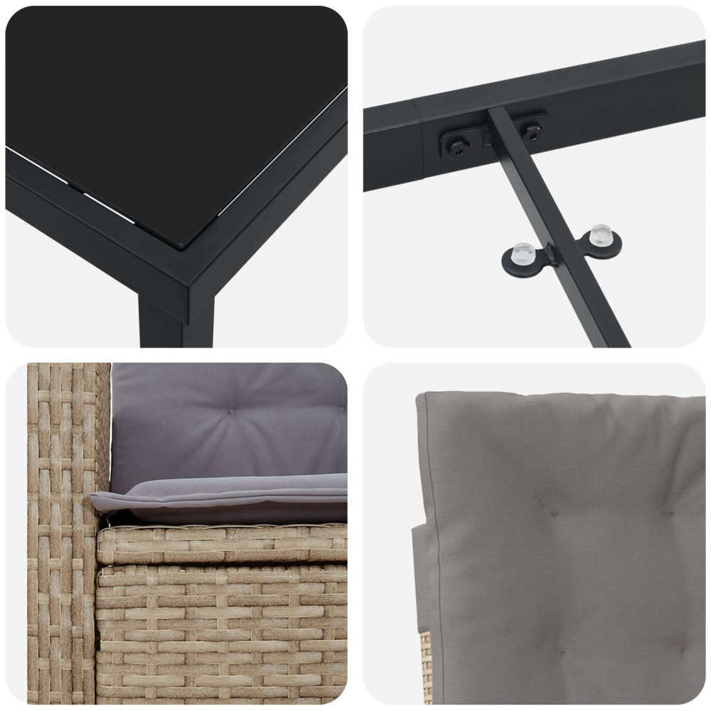 Produktbild för Trädgårdsmöbelset med kudde 5 pcs Beige konstrotting