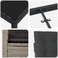 Produktbild för Trädgårdsmöbelset med kudde 5 pcs Ljusgrå konstrotting