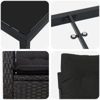Produktbild för Trädgårdsmöbelset med kudde 3 pcs Svart konstrotting