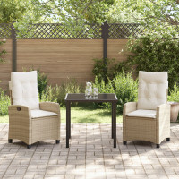 Produktbild för Trädgårdsmöbelset med kudde 3 pcs Beige konstrotting