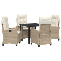 Produktbild för Trädgårdsmöbelset med kudde 5 pcs Beige konstrotting
