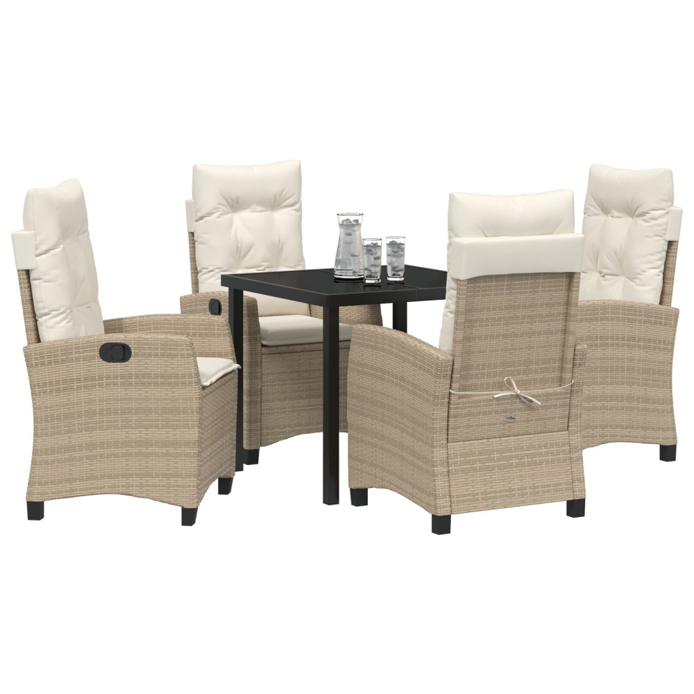 Produktbild för Trädgårdsmöbelset med kudde 5 pcs Beige konstrotting