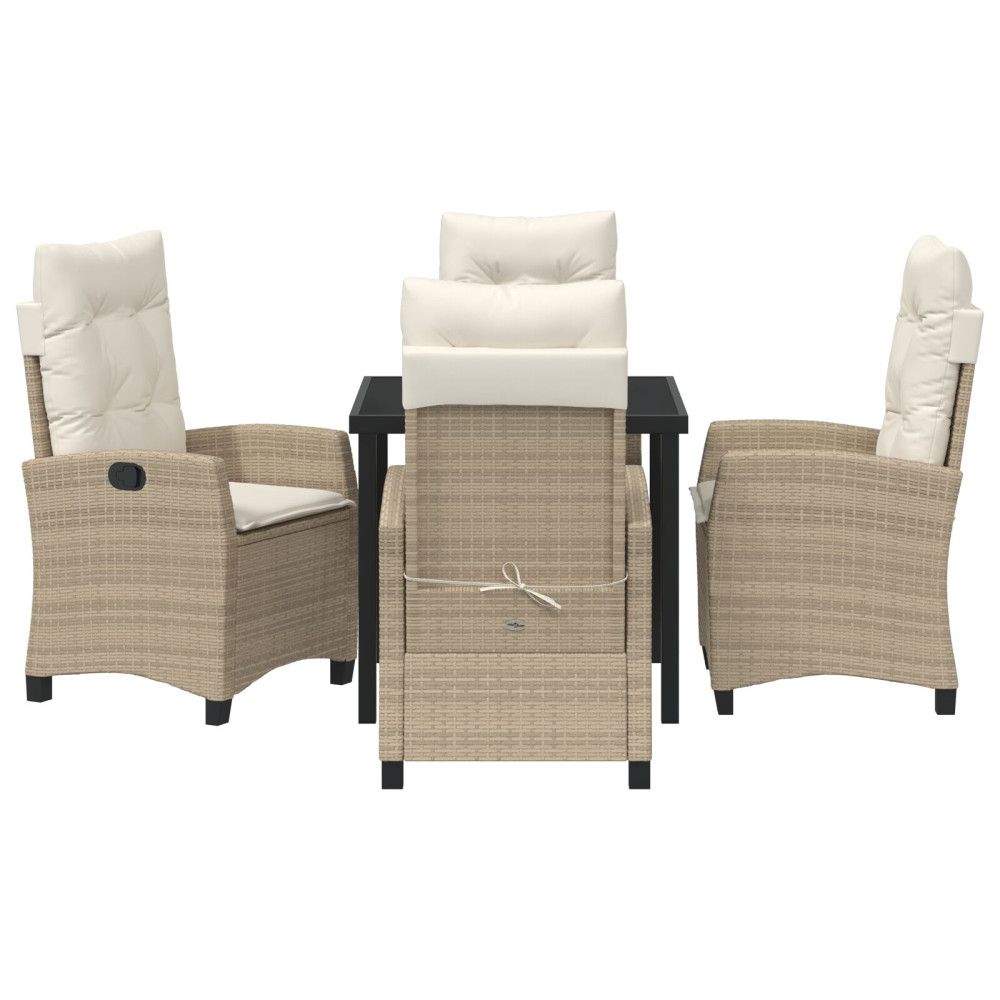 Produktbild för Trädgårdsmöbelset med kudde 5 pcs Beige konstrotting