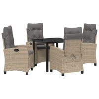 Produktbild för Trädgårdsmöbelset med kudde 5 pcs Beige konstrotting