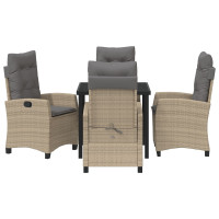 Produktbild för Trädgårdsmöbelset med kudde 5 pcs Beige konstrotting