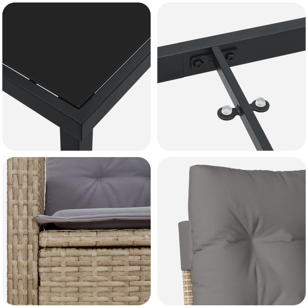 Produktbild för Trädgårdsmöbelset med kudde 5 pcs Beige konstrotting