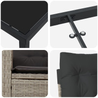 Produktbild för Trädgårdsmöbelset med kudde 3 pcs Ljusgrå konstrotting