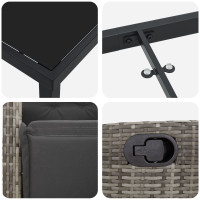 Produktbild för Trädgårdsmöbelset med kudde 3 pcs Grå konstrotting