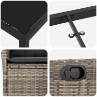 Produktbild för Trädgårdsmöbelset med kudde 3 pcs Grå konstrotting