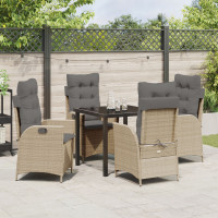 Produktbild för Trädgårdsmöbelset med kudde 5 pcs Beige konstrotting