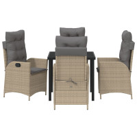 Produktbild för Trädgårdsmöbelset med kudde 5 pcs Beige konstrotting