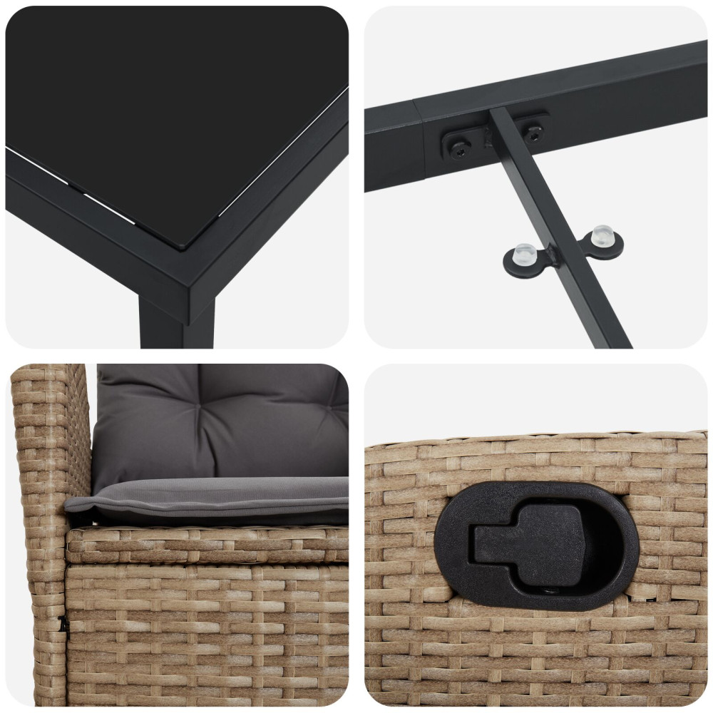 Produktbild för Trädgårdsmöbelset med kudde 5 pcs Beige konstrotting