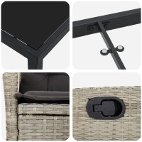 Produktbild för Trädgårdsmöbelset med kudde 3 pcs Ljusgrå konstrotting