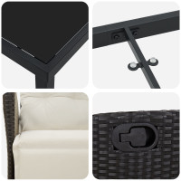 Produktbild för Trädgårdsmöbelset med kudde 3 pcs Svart konstrotting