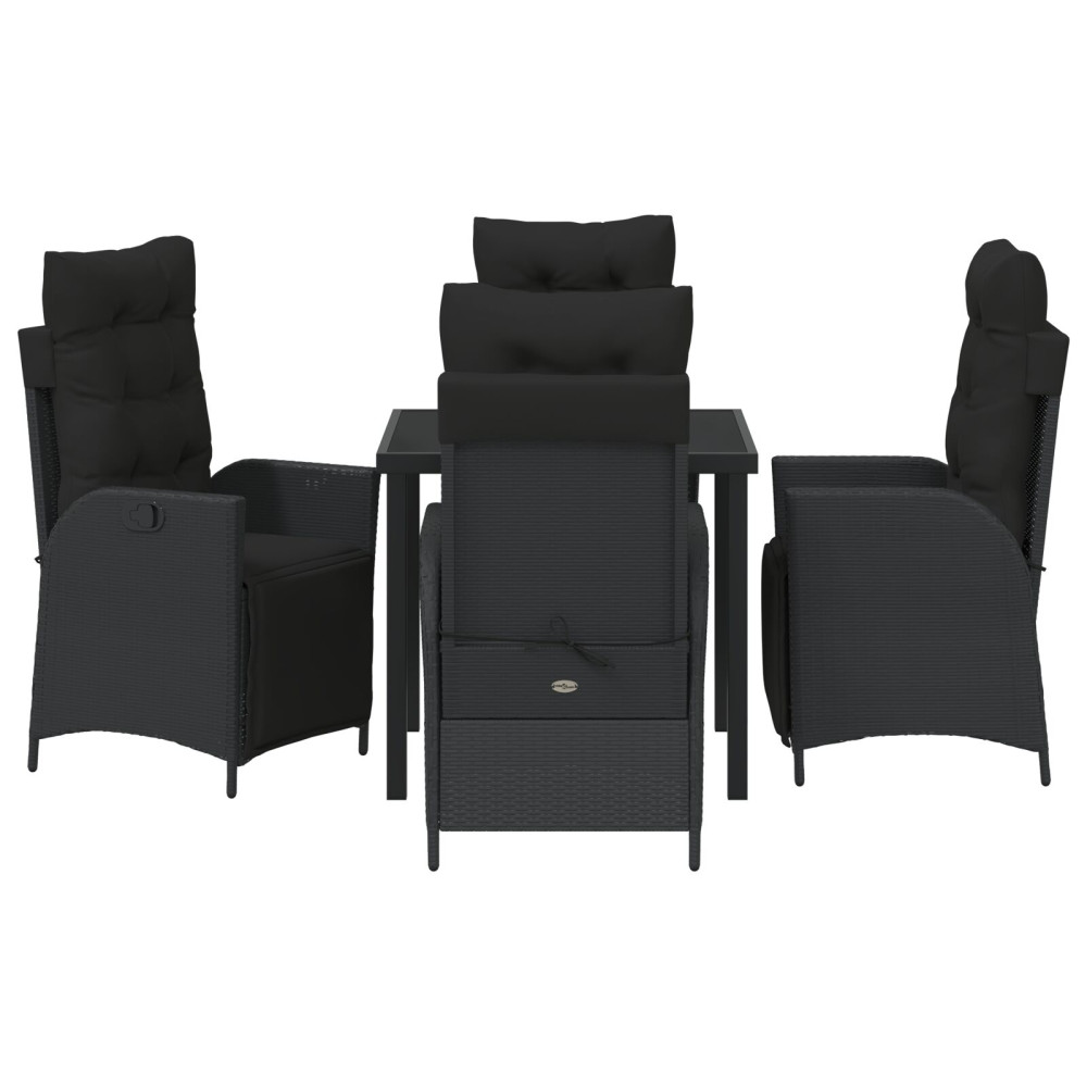 Produktbild för Trädgårdsmöbelset med kudde 5 pcs Svart konstrotting