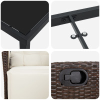 Produktbild för Trädgårdsmöbelset med kudde 3 pcs Brun konstrotting