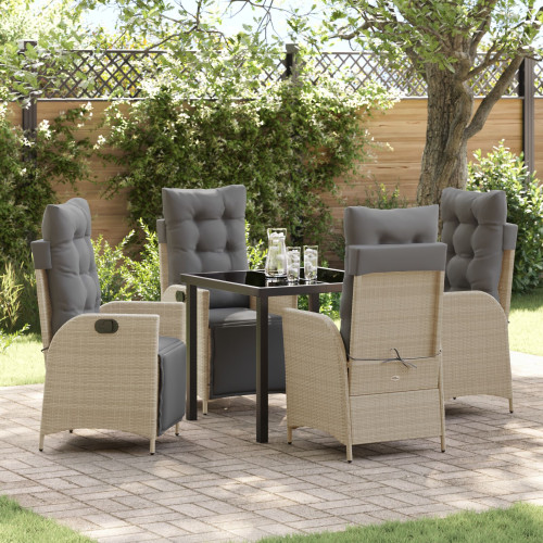 vidaXL Trädgårdsmöbelset med kudde 5 pcs Beige konstrotting
