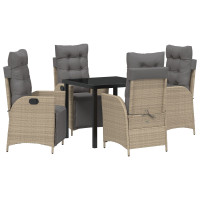 Produktbild för Trädgårdsmöbelset med kudde 5 pcs Beige konstrotting