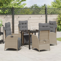 Produktbild för Trädgårdsmöbelset med kudde 5 pcs Beige konstrotting