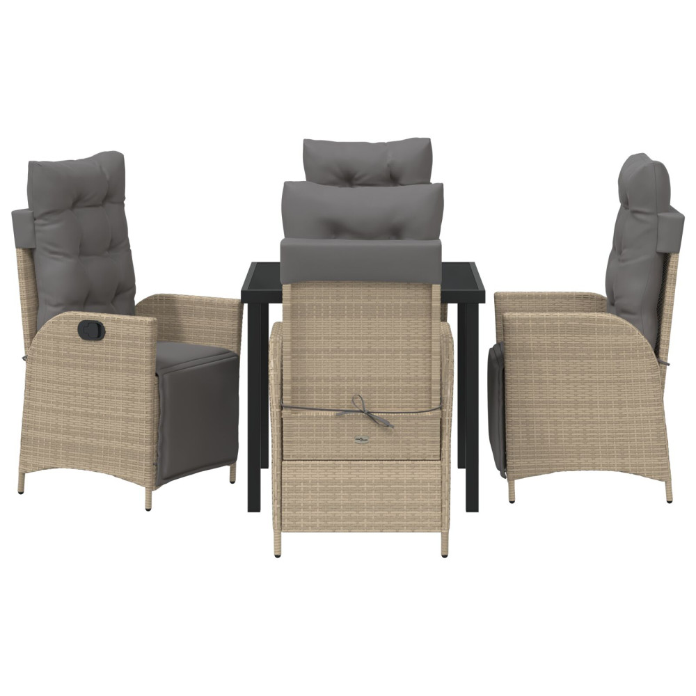 Produktbild för Trädgårdsmöbelset med kudde 5 pcs Beige konstrotting