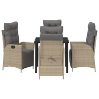 Produktbild för Trädgårdsmöbelset med kudde 5 pcs Beige konstrotting