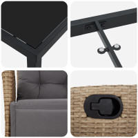 Produktbild för Trädgårdsmöbelset med kudde 5 pcs Beige konstrotting