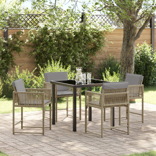 vidaXL Trädgårdsmöbelset 5 pcs Beige konstrotting