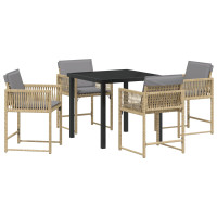 Produktbild för Trädgårdsmöbelset 5 pcs Beige konstrotting