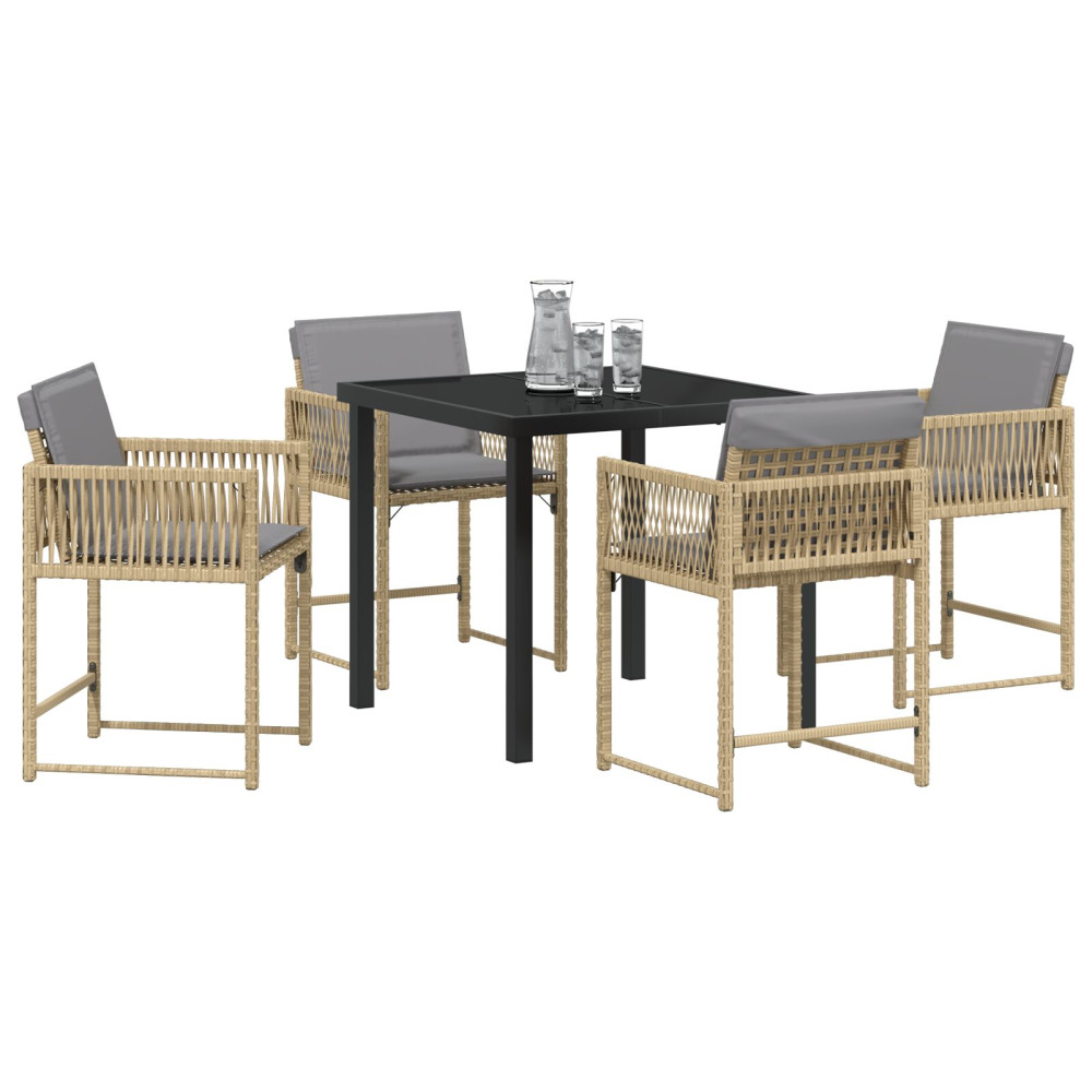 Produktbild för Trädgårdsmöbelset 5 pcs Beige konstrotting