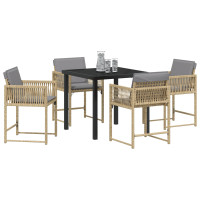 Produktbild för Trädgårdsmöbelset 5 pcs Beige konstrotting