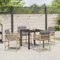Produktbild för Trädgårdsmöbelset 5 pcs Beige konstrotting