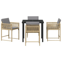 Produktbild för Trädgårdsmöbelset 5 pcs Beige konstrotting