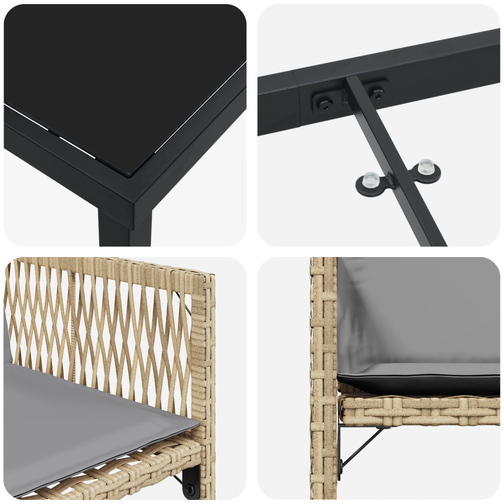 Produktbild för Trädgårdsmöbelset 5 pcs Beige konstrotting