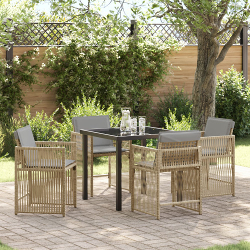 vidaXL Trädgårdsmöbelset 5 pcs Beige konstrotting
