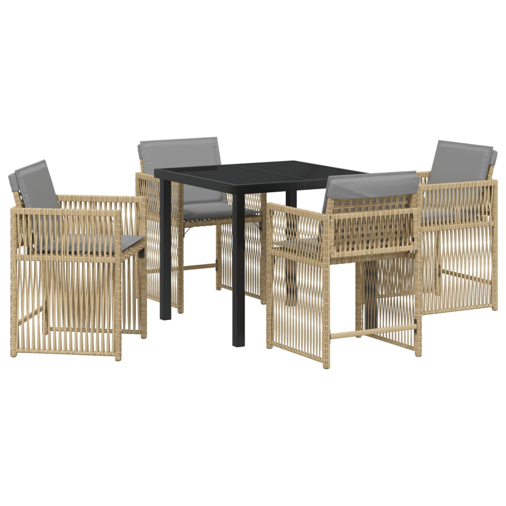 Produktbild för Trädgårdsmöbelset 5 pcs Beige konstrotting