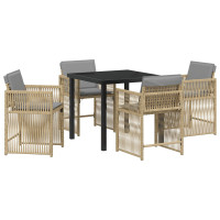 Produktbild för Trädgårdsmöbelset 5 pcs Beige konstrotting