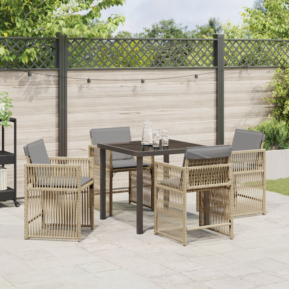Produktbild för Trädgårdsmöbelset 5 pcs Beige konstrotting