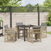 Produktbild för Trädgårdsmöbelset 5 pcs Beige konstrotting