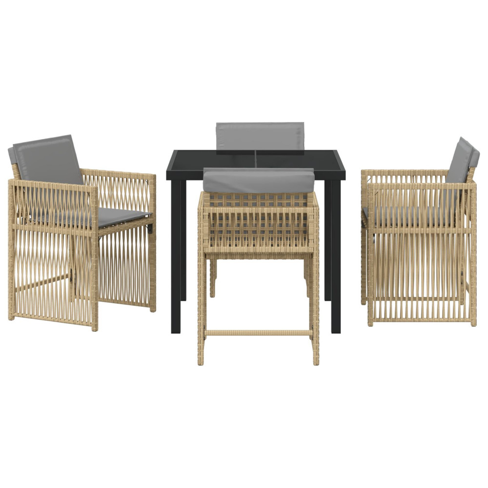 Produktbild för Trädgårdsmöbelset 5 pcs Beige konstrotting