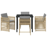 Produktbild för Trädgårdsmöbelset 5 pcs Beige konstrotting