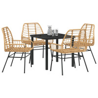 Produktbild för Trädgårdsmöbelset 5 pcs Brun konstrotting