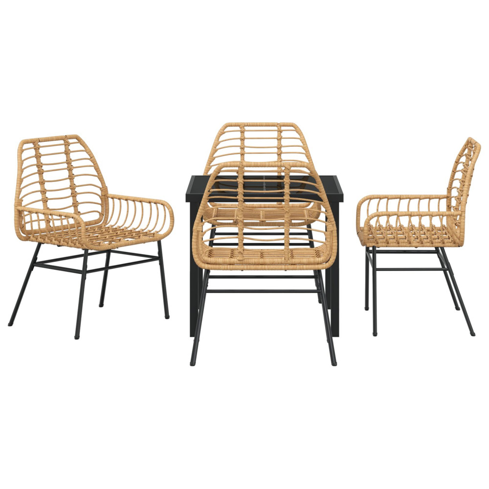 Produktbild för Trädgårdsmöbelset 5 pcs Brun konstrotting