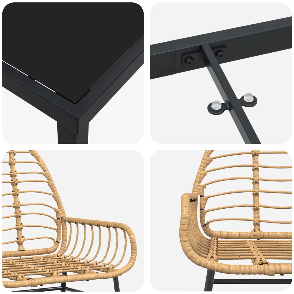 Produktbild för Trädgårdsmöbelset 5 pcs Brun konstrotting