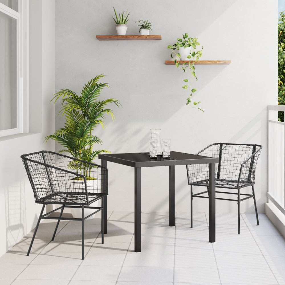 Produktbild för Trädgårdsmöbelset 3 pcs Svart konstrotting