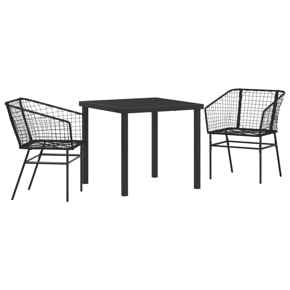Produktbild för Trädgårdsmöbelset 3 pcs Svart konstrotting